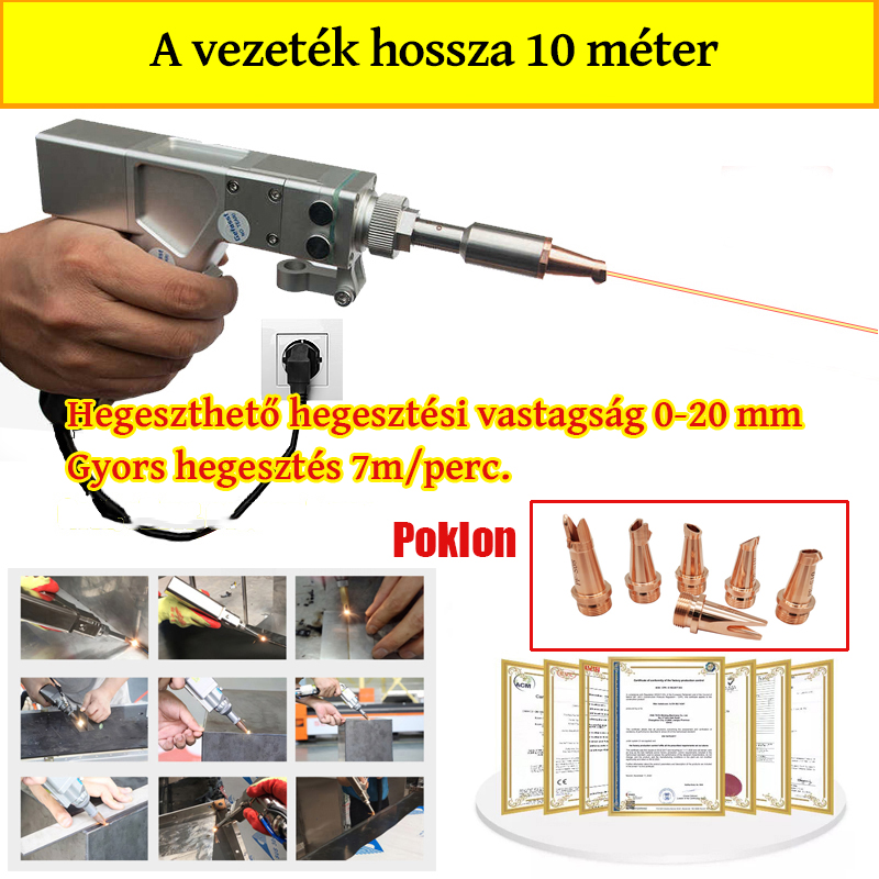 5000 W-os többfunkciós lézerhegesztő (arany/ezüst/réz/vas/alumínium/rozsdamentes acél hegesztéshez) 0-10 mm vastagságú hegesztéshez (hegesztés/vágás/oxidos tisztítás egyben)