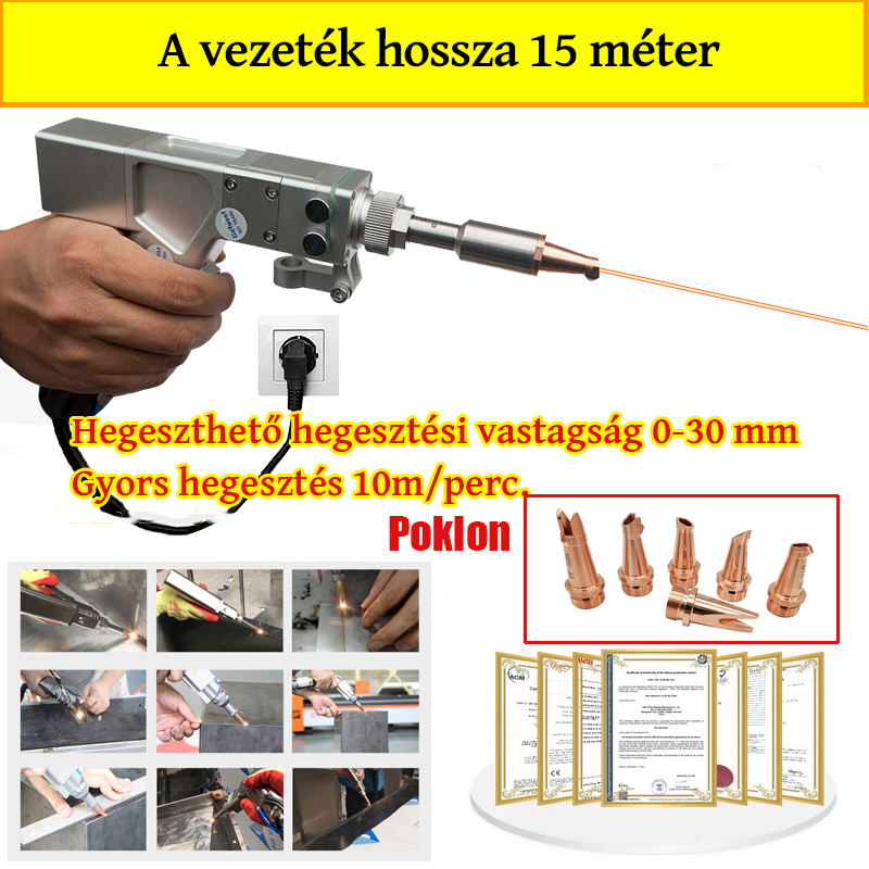 6000 W-os többcélú lézerhegesztő (arany/ezüst/réz/vas/alumínium/rozsdamentes acél hegesztéshez) 0-20 mm vastagságú hegesztéshez (hegesztés/vágás/rozsdatisztítás egyben)